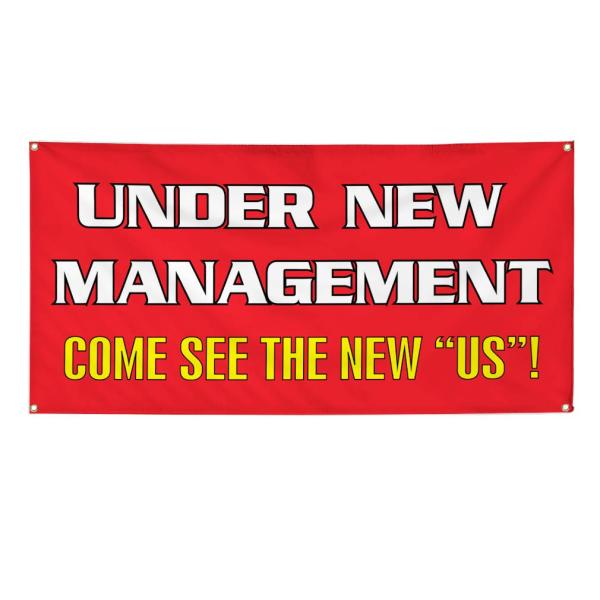 Vinyl Banner Multiple Sizes Under New Management come See The Us Business Banners Outdoor Weatherproof Industrial Yard Signs Red 4 Grommets 12x30Inche