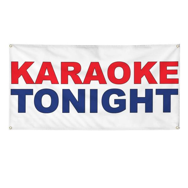 Vinyl Banner Multiple Sizes Karaoke Tonight Red Blue Dance ＆ Music Outdoor Weatherproof Industrial Yard Signs 4 Grommets 12x30Inches