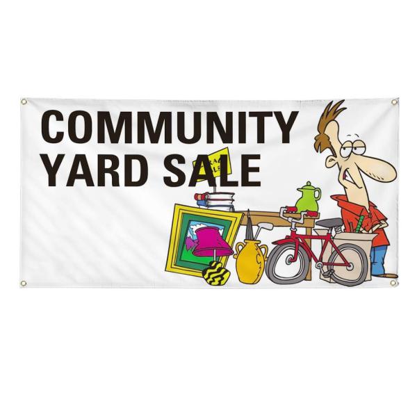 Vinyl Banner Multiple Sizes Community Yard Sale B Advertising Printing Business Outdoor Weatherproof Industrial Yard Signs 4 Grommets 12x30Inches