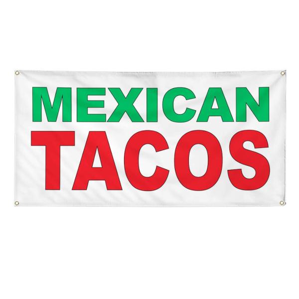 Vinyl Banner Multiple Sizes Mexican Tacos Green Red Food Bar Restaurant Truck Food ＆ Beverage Outdoor Weatherproof Industrial Yard Signs 4 Grommets 2