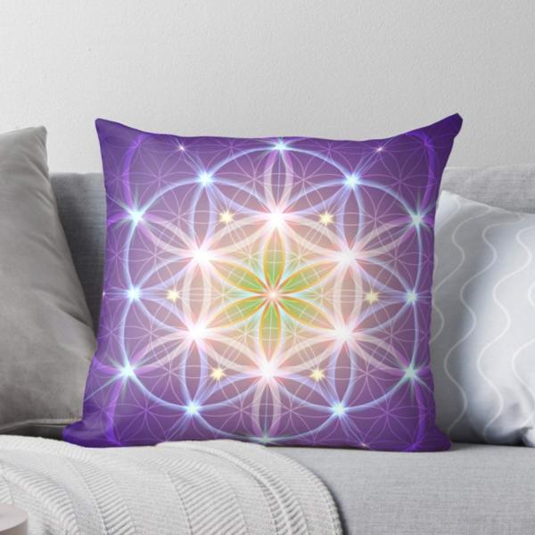 CB Smiles Flower of Life Pillow Purple Pillows Spiritual Pillow Sacred Geometry Pillows Gifts Pillows for Couch Geometric Pillows Purple (18" x 18" wi