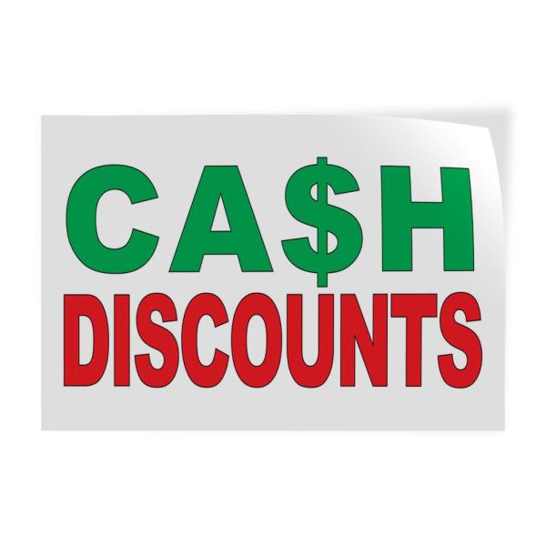 Decal Stickers Multiple Sizes Cash Discounts Green Red Industrial Vinyl Safety Sign Label Business 36x24Inches