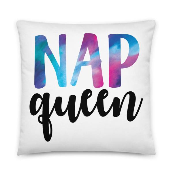 Nap Queen Cute Sleeping All-Over Print Basic Pillow | I Love Naps | Need A Nap Pillow | Afternoon Nap | Cat Nap Pillow | Power Nap Pillow | Gift for H