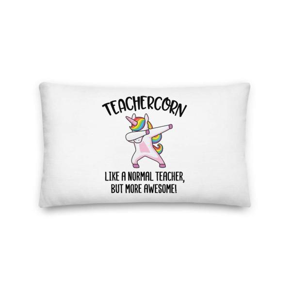 Teachercorn Life A Normal Teacher But More Awesome Funny All-Over Print Premium Pillow | Funny Teacher Pillow | Teacher Appreciation | Cute Teacher Pi