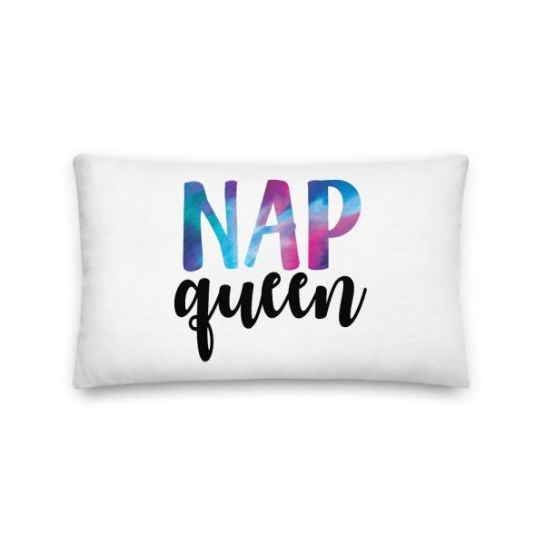Nap Queen Cute Sleeping All-Over Print Premium Pillow | I Love Naps | Need A Nap Pillow | Afternoon Nap | Cat Nap Pillow | Power Nap Pillow | Gift for