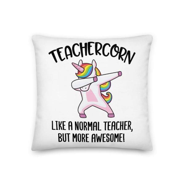 Teachercorn Life A Normal Teacher But More Awesome Funny All-Over Print Premium Pillow | Funny Teacher Pillow | Teacher Appreciation | Cute Teacher Pi