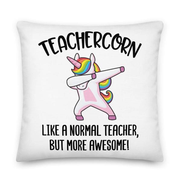 Teachercorn Life A Normal Teacher But More Awesome Funny All-Over Print Premium Pillow | Funny Teacher Pillow | Teacher Appreciation | Cute Teacher Pi