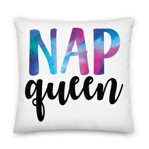 Nap Queen Cute Sleeping All-Over Print Premium Pillow | I Love Naps | Need A Nap Pillow | Afternoon Nap | Cat Nap Pillow | Power Nap Pillow | Gift for