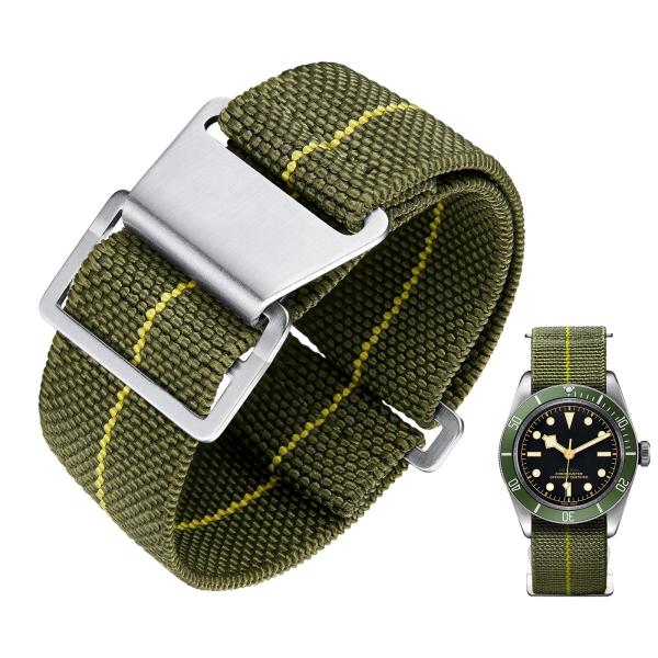 BINLUN Elastic Nylon Watch Band 18mm 20mm 22mm Marine Nationale Fabric Military Parachute Replacement Watch Strap Men Women Silver ＆ Black Buckle - U