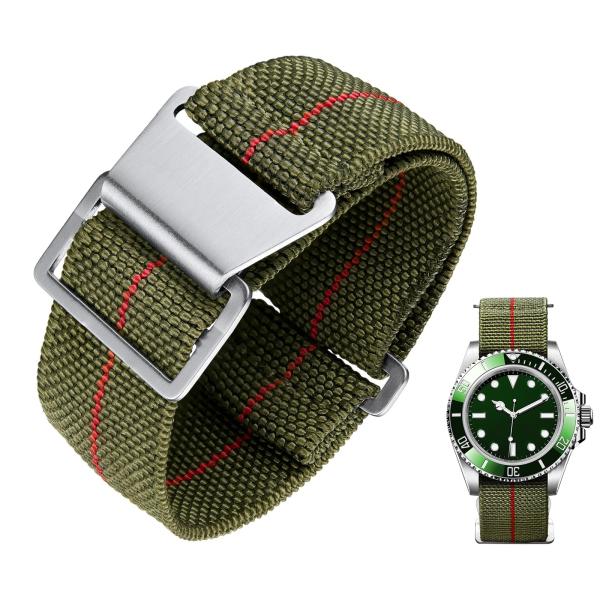 BINLUN Elastic Nylon Watch Band 18mm 20mm 22mm Marine Nationale Fabric Military Parachute Replacement Watch Strap Men Women Silver ＆ Black Buckle - U