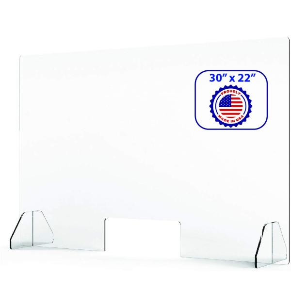 NapTags Clear Acrylic Sneeze Guard Shield for Counter and Desk, Business and Customer Safety (30" x 22")