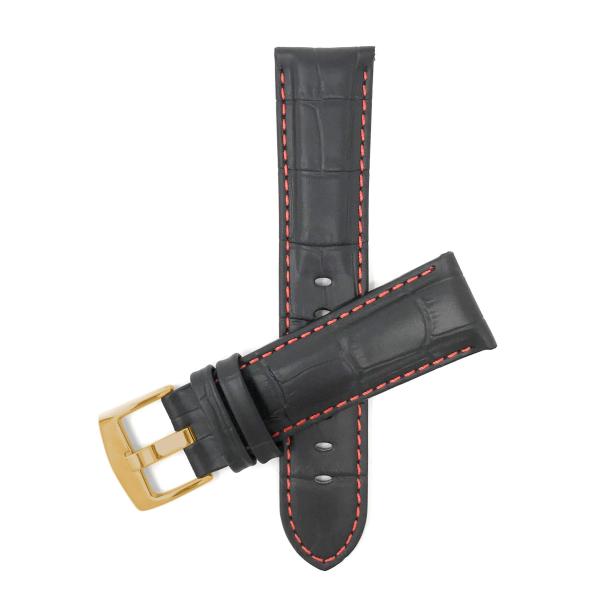 Bandini 22mm Mens Leather Watch Band for Citizen Eco-Drive Promaster Nighthawk Navihawk Skyhawk Avion Garrison Blue Angels - Alligator Embossed Leathe