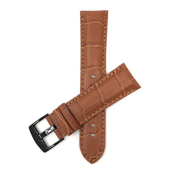 Bandini 22mm Mens Leather Watch Band for Citizen Eco-Drive Promaster Nighthawk Navihawk Skyhawk Avion Garrison Blue Angels - Alligator Embossed Leathe