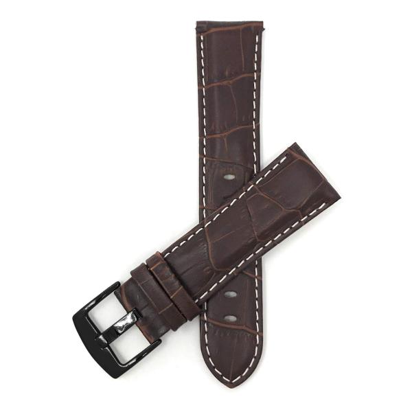 Bandini 22mm Mens Leather Watch Band for Citizen Eco-Drive Promaster Nighthawk Navihawk Skyhawk Avion Garrison Blue Angels - Alligator Embossed Leathe