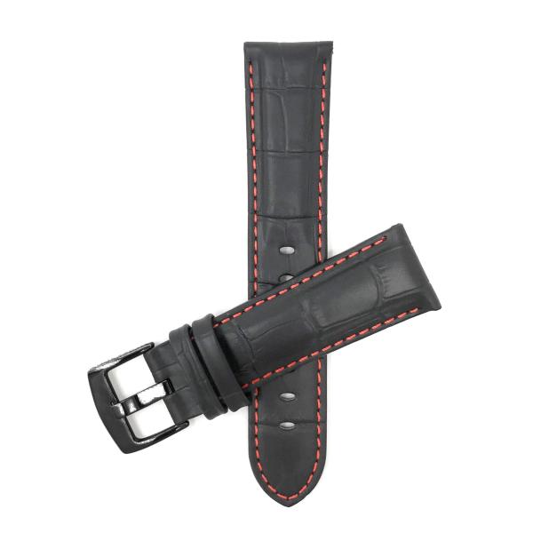 Bandini 22mm Mens Leather Watch Band for Citizen Eco-Drive Promaster Nighthawk Navihawk Skyhawk Avion Garrison Blue Angels - Alligator Embossed Leathe