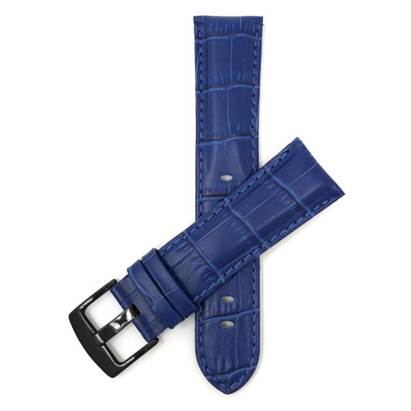 Bandini 22mm Mens Leather Watch Band for Citizen Eco-Drive Promaster Nighthawk Navihawk Skyhawk Avion Garrison Blue Angels - Alligator Embossed Leathe