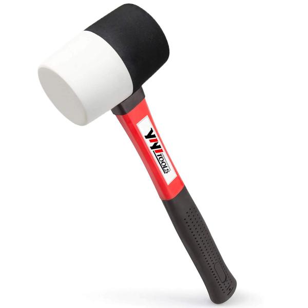 YIYITOOLS Rubber Mallet Hammer With fiberglass Handle-16-oz,black and white (YY-2-006)