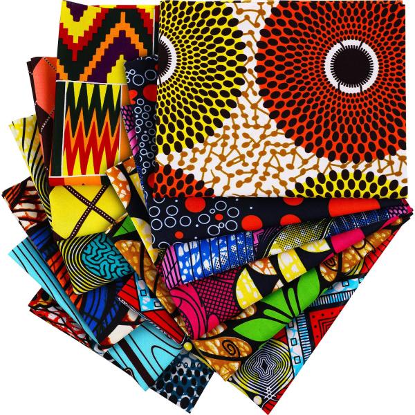 Tatuo 12 Pieces African Fabric Fat Quarters African Ankara Wax Print Fabric for Sewing, Face Covering Make, Craft Projects and Patch Work DIY(50 x 40