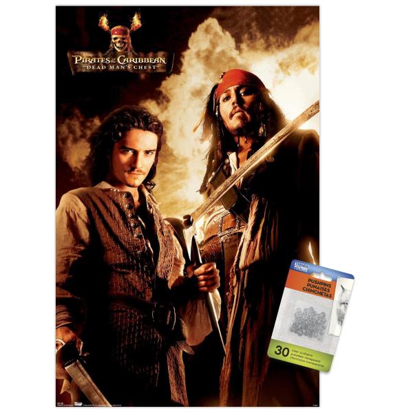Trends International Disney Pirates of the Caribbean: Dead Man's Chest - Duo Wall Poster, 14.72" x 22.37", Premium Poster ＆ Push Pin Bundle
