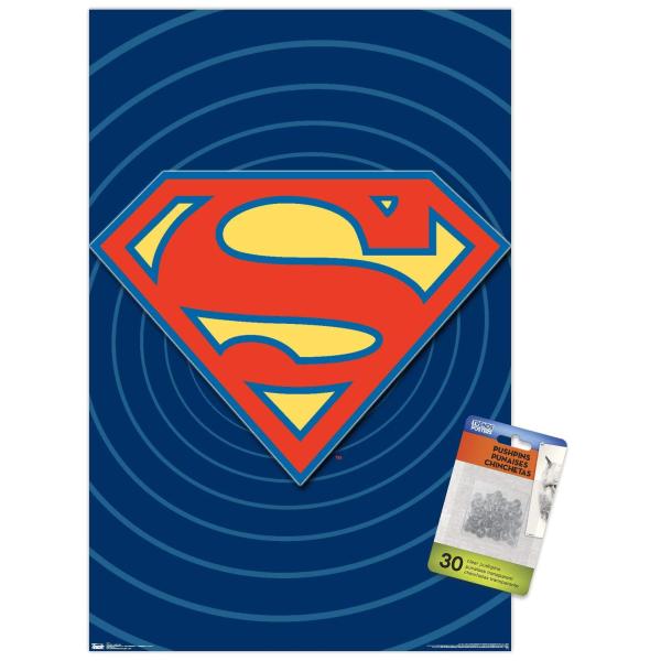 DC Comics - Superman - Classic Logo Wall Poster with Push Pins