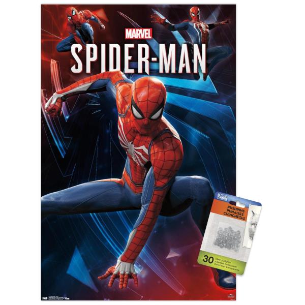 マーベルコミックス スパイダーマン ポーズ ウォールポスター プッシュ