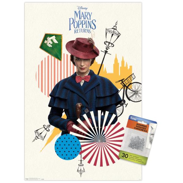 Disney Mary Poppins Returns - Mary Wall Poster with Push Pins