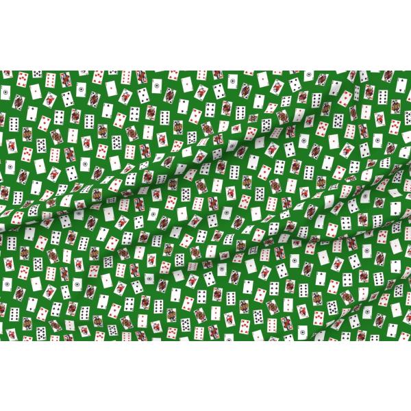 Spoonflower Fabric - Playing Cards Green Deck Card Game Poker Casino Printed on Chiffon Fabric by The Yard - Sewing Fashion Apparel Dresses Home Decor