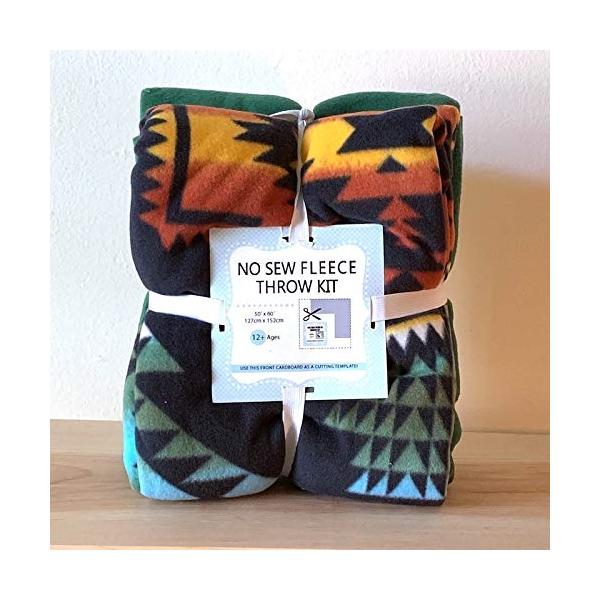 Native American Design Black Anti-Pill No-Sew Throw Fleece Fabric Kit (50x60)