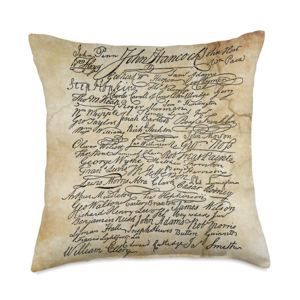 Declaration of Independence Signatures 4th of July 1776 Throw Pillow