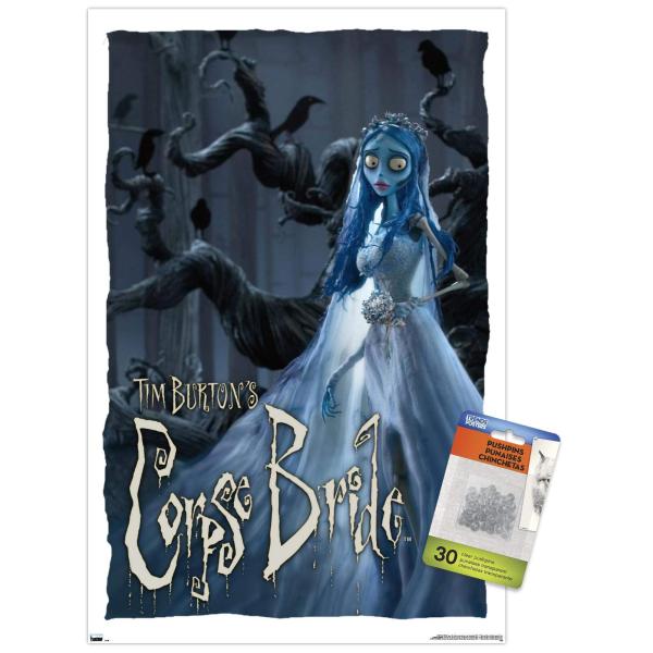 Trends International Tim Burton's The Corpse Bride - Bride Wall Poster, 14.72" x 22.37", Premium Poster ＆ Push Pin Bundle