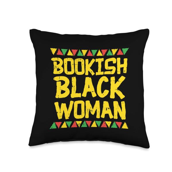 Bookish Black Woman Book Reading Kente Melanin Girl Gift Throw Pillow
