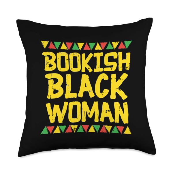 Bookish Black Woman Book Reading Kente Melanin Girl Gift Throw Pillow