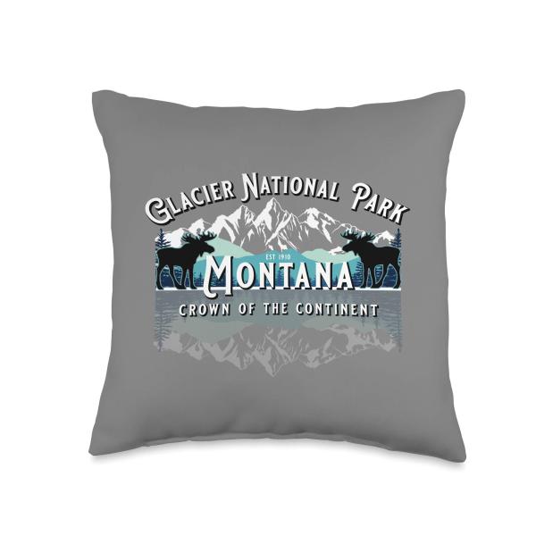 Glacier National Park Montana Adventure Hiking Camping Throw Pillow