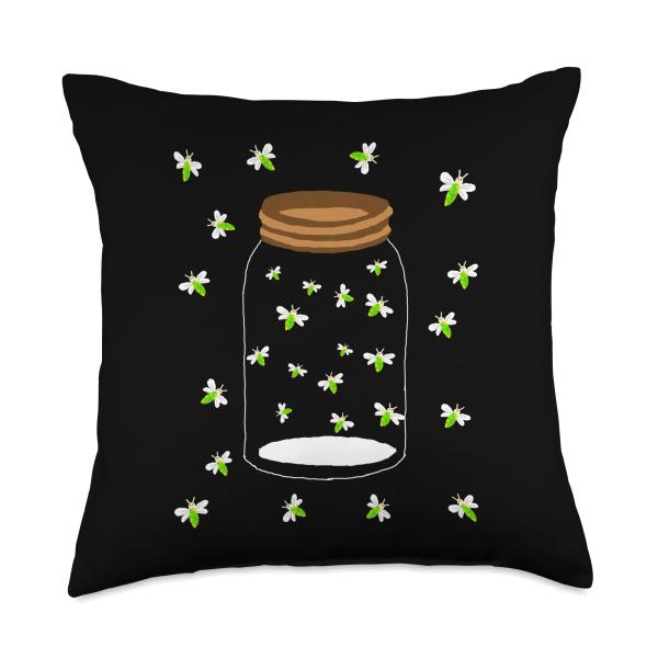 Fireflies Bugs In A Jar Firefly Lightning Insects Throw Pillow
