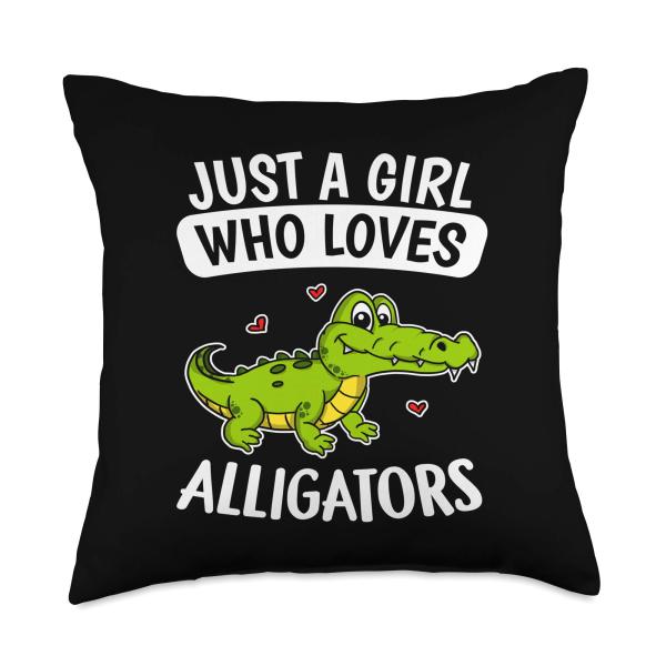Just A Girl Who Loves Alligators Crocodile Alligator Costume Throw Pillow