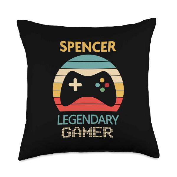 Spencer Name Gift Gamer Decor Boys Bedroom Accessories Throw Pillow