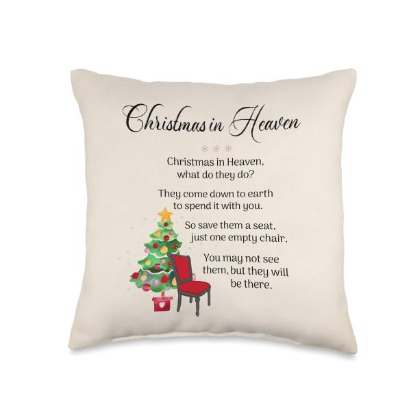 Christmas in Heaven Poem Throw Pillow