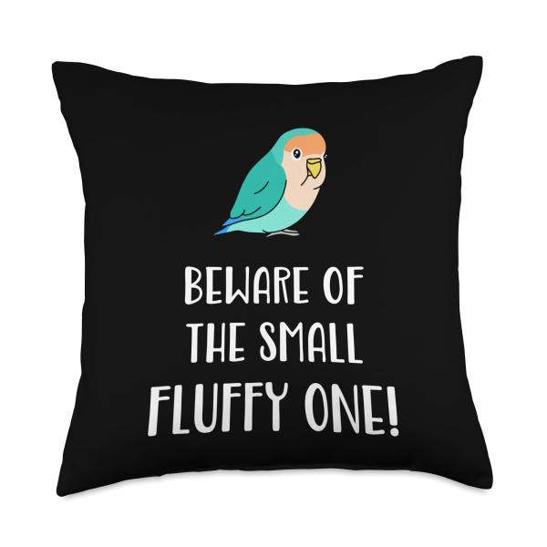 Beware of the small fluffy one blue love Throw Pillow