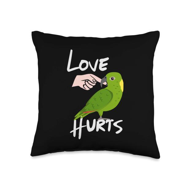 Love Hurts Yellow Naped Amazona Parrot Throw Pillow