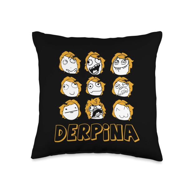 Derpina Meme Rage Comics Derpette Throw Pillow
