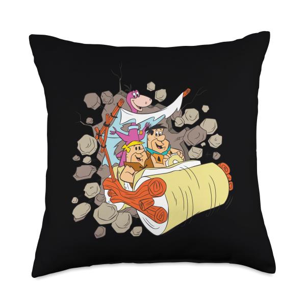 The Flintstones Coming Through Throw Pillow