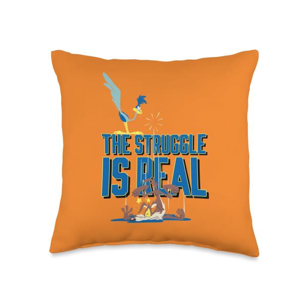 Looney Tunes Roadrunner the Struggle Is Real Throw Pillow