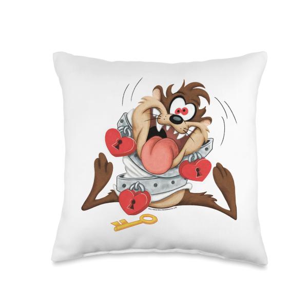 Looney Tunes Taz Love Locked Valentine's Day Throw Pillow