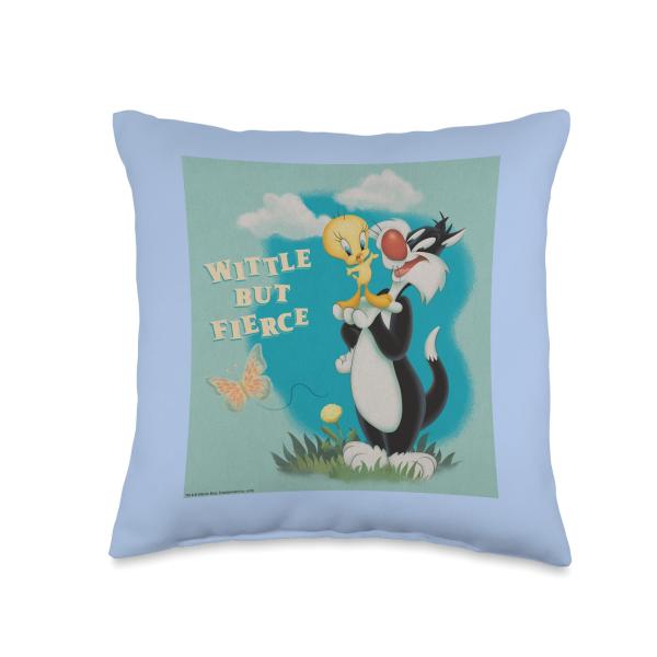 Looney Tunes Sylvester and Tweety Widdle But Fierce Throw Pillow