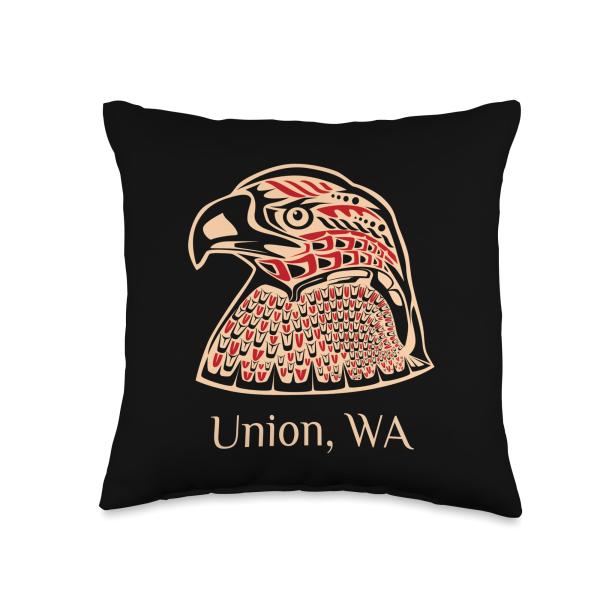 Native American Indian Washington Eagle Totem Union WA Eagle Native American Indian Haida Pacific NW Throw Pillow, 16x16