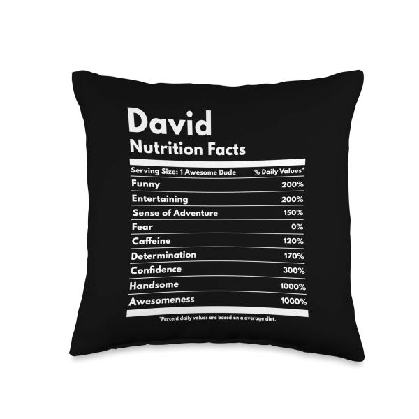 David Gift Nutrition Facts Funny Personalized Name David Throw Pillow