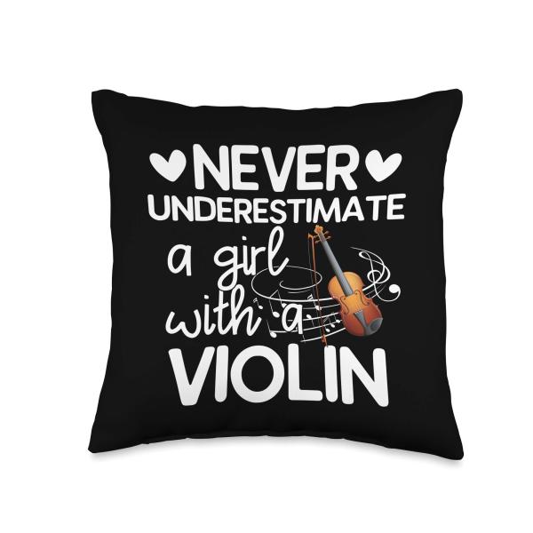 Never Underestimate A Girl With A Violin Violinist Apparel Throw Pillow