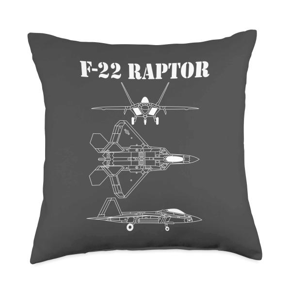 F-22 Raptor Fighter Jet Airplane Pilot Military Aircraft F22 Throw Pillow