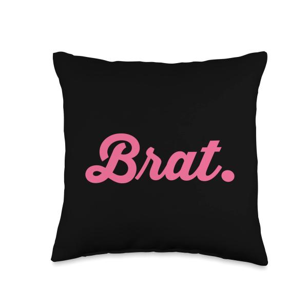 Brat. Pink BDSM Role Play Kink Gift Item Throw Pillow