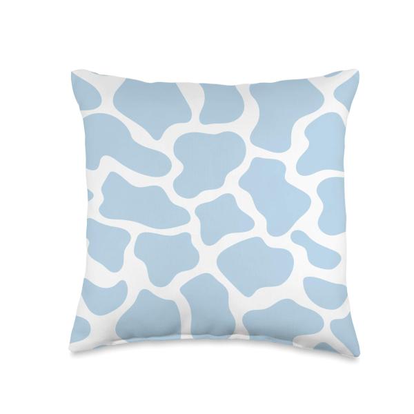 Cow Print Pattern in Light Blue Pastel Blue Throw Pillow